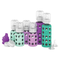 LifeFactory Glass Baby Bottle Starter Set, Assorted Colors