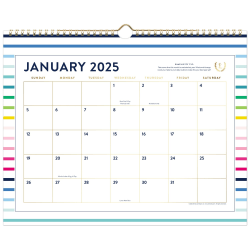 2025 Simplified by Emily Ley for AT-A-GLANCE® Monthly Wall Calendar, 15" x 12", Happy Stripe, January To December, EL32-707