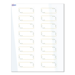 Avery® Print-To-The-Edge Labels With Sure Feed® Technology, S00-D2R-PRWGP10, Rectangle, 1" x 2-5/8", Glossy White, Preprinted Green Florals with Gold Dots Design, Pack Of 160