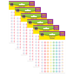 Teacher Created Resources Mini Stickers, Pastel Pop Circles, 1,144 Stickers Per Pack, Set Of 6 Packs
