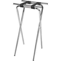 CSL Deluxe Steel Back Saver 36"H Tray Stand, Silver