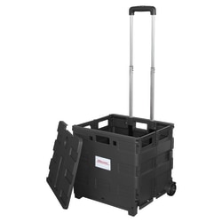 Office Depot® Brand Mobile Folding Cart With Lid, 16"H x 18"W x 15"D, Black