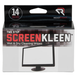 Two Step ScreenKleen Wet and Dry Cleaning Wipes, 5 x 5, 14/Box