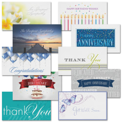 All-Occasion Cards, Economy Greeting Card Assortment With Envelopes, 8" x 4-11/16", Pack Of 50 Cards