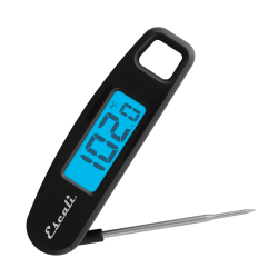 Escali Compact Folding Digital Thermometer - 4°F (-20°C) to 392°F (200°C) - Portable, Backlit Digital Display, Adjustable Temperature, Foldable - For Meat - Black