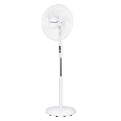 Brentwood® 16-In. 3-Speed Portable Oscillating Stand Fan with 6 Blades, Tilting Head, 90° Oscillation, Timer & Remote, White, F-16RSW