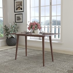 Flash Furniture Hatfield Mid-Century Modern Wood Dining Table, 29-3/4"H x 30"W x 47-1/4"D, Dark Walnut