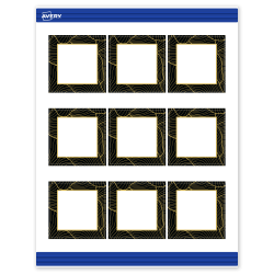Avery® Printable Cards With Sure Feed® Technology, 2-1/2" x 2-1/2", Matte White With Black Border with Gold Pattern, Pack Of 90