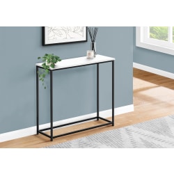 Monarch Specialties Ponce Laminate/Metal Narrow Accent Console Table, 29"H x 31-1/2"W x 11-1/2"D, White/Black