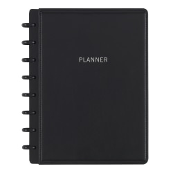 TUL® Discbound Monthly Planner Starter Set, Undated, Junior Size, Leather Cover, Black
