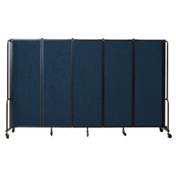 National Public Seating Room Divider, 5-Section, 72"H x 27"W x 118"D, Blue