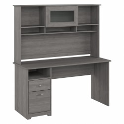 Bush Furniture Cabot 60"W Computer Desk With Hutch, Modern Gray, Standard Delivery