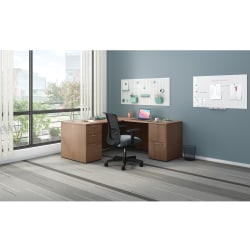 HON® Mod 66"W L-Station Computer Desk With Double-Pedestal, Sepia Walnut