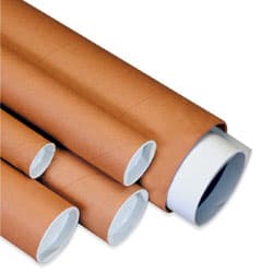 Partners Brand Kraft Mailing Tubes With Plastic Endcaps, 2 1/2" x 20", Pack Of 34