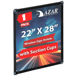 Azar Displays Window Sign Holder Frame With Suction Cups, 22" x 28", Black