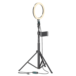 Bower 8" Selfie Ring Light Studio LED 12W Tripod Stand And Phone Holder, 51"H, Black