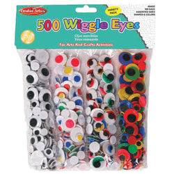 Charles Leonard Creative Arts Wiggle Eyes, Assorted Sizes/Colors, Pack Of 500 Wiggle Eyes
