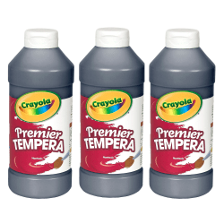 Crayola Premier Tempera Paints, 16 Oz, Black, Pack Of 3 Paints