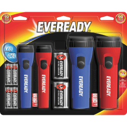 Energizer LED Flashlight Combo Pack - LED - Bulb - 25 lm LumenD - Battery - Red, Blue - 4 / Pack
