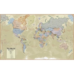 Hemispheres Boardroom Series World Laminated Wall Map, 38" x 61"