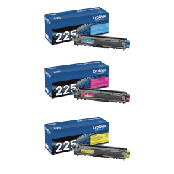 Brother® TN225 High-Yield 3-Color Cyan/Magenta/Yellow Toner Cartridges, Pack Of 3 Cartridges, TN225CMY-OD