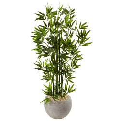 Nearly Natural Bamboo 48"H Artificial Tree With Bowl Planter, 48"H x 29"W x 29"D, Green