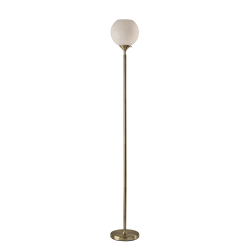 Adesso Swirl Torchiere, Antique Brass with White Swirl Glosted Shade