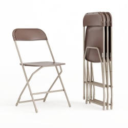 Flash Furniture Hercules Series Folding Chairs, Brown, Pack Of 4 Chairs