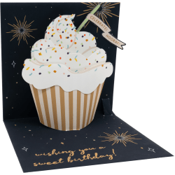Up With Paper Summer Pop-Up Greeting Card With Envelope, 5-1/4" x 5-1/4", Vanilla Cupcake