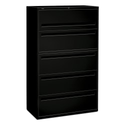 HON® Brigade® 700 42"W Lateral 5-Drawer File Cabinet, Metal, Black
