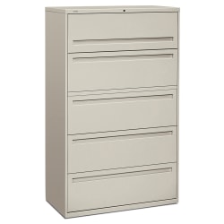HON® Brigade® 700 42"W Lateral 5-Drawer File Cabinet, Metal, Light Gray
