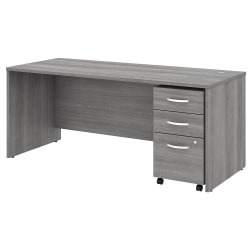 Bush Business Furniture Studio C Office 72"W Computer Desk With Mobile File Cabinet, Platinum Gray, Standard Delivery