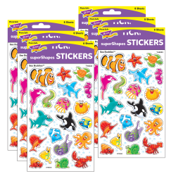 Trend superShapes Stickers, Sea Buddies, 160 Stickers Per Pack, Set Of 6 Packs