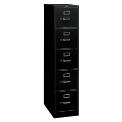 HON® 310 26-1/2"D Vertical 5-Drawer Letter-Size File Cabinet, Black
