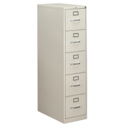 HON® 310 26-1/2"D Vertical 5-Drawer Letter-Size File Cabinet, Metal, Light Gray