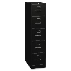 HON® 310 26-1/2"D Vertical 5-Drawer Legal-Size File Cabinet, Metal, Black