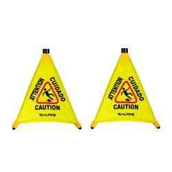 Alpine Industries Pop-Up Wet Floor Signs, 22-1/4" x 3", Yellow, Pack Of 2 Signs