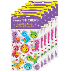 Trend Sparkle Stickers, Llama Love, 20 Stickers Per Pack, Set Of 6 Packs