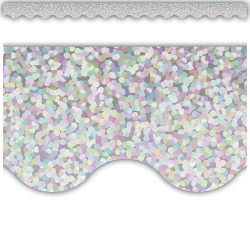 Teacher Created Resources Scalloped Border Trim, Silver Sparkle, 3-1/16" x 35", Total Qty 12
