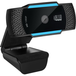 Adesso CyberTrack H5 1080P Webcam - 2.1 Megapixel - 30 fps - USB 2.0 - Auto Focus - Built-In MIC - Tripod Mount - Privacy Shutter Cover - 1920 x 1080 Video - Works with Zoom, Webex, Skype, Team, Facetime, Windows, MacOS, and Android Chrome OS