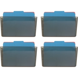 OIC Wall Mountable Plastic Space-Saving Files, 7" x 13" x 4.1", Smoke, Carton Of 4
