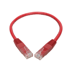 Tripp Lite Cat6 Cat5e Gigabit Molded Patch Cable RJ45 M/M 550MHz Red 1ft 1' - 1 x RJ-45 Male Network - 1 x RJ-45 Male Network - Gold Plated Contact - Red