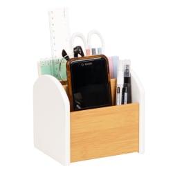 Mind Reader 3-Compartment Desktop Organizer, 5"H x 4-1/2"W x 5-1/2"D, White, Total Qty 1