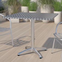 Flash Furniture Square Metal Indoor/Outdoor Table, 27-1/2"H x 31-1/2"W x 31-1/2"D, Silver
