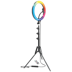 Bower RGB Selfie Ring Light Studio Kit With Wireless Remote Control & Tripod, 15-3/4"H, 13W, Black