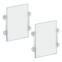 Azar Displays Clear Acrylic Window/Door Sign Holder Frame with Suction Cups, 8.5"W x 14"H, Clear, Pack Of 2