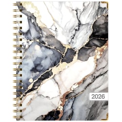 2025-2026 Global Excello Brands Hardcover Fashion Weekly/Monthly Planner, 8-1/2" x 11", Black Gold Marble, November 2025 To December 2026