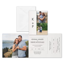 Custom Wedding & Event Invitations With Envelopes, 13-5/8" x 5-1/2", Picture Perfect Love, Box Of 25 Cards