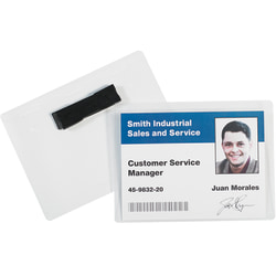 Partners Brand Magnetic Badge Holders, 4" x 3", Clear, Case Of 20