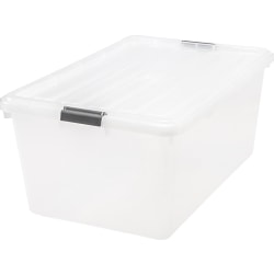 Iris® Storage Boxes With Lift-Off Lids, 26 1/10" x 17 1/2" x 11 1/4", Clear, Case Of 5